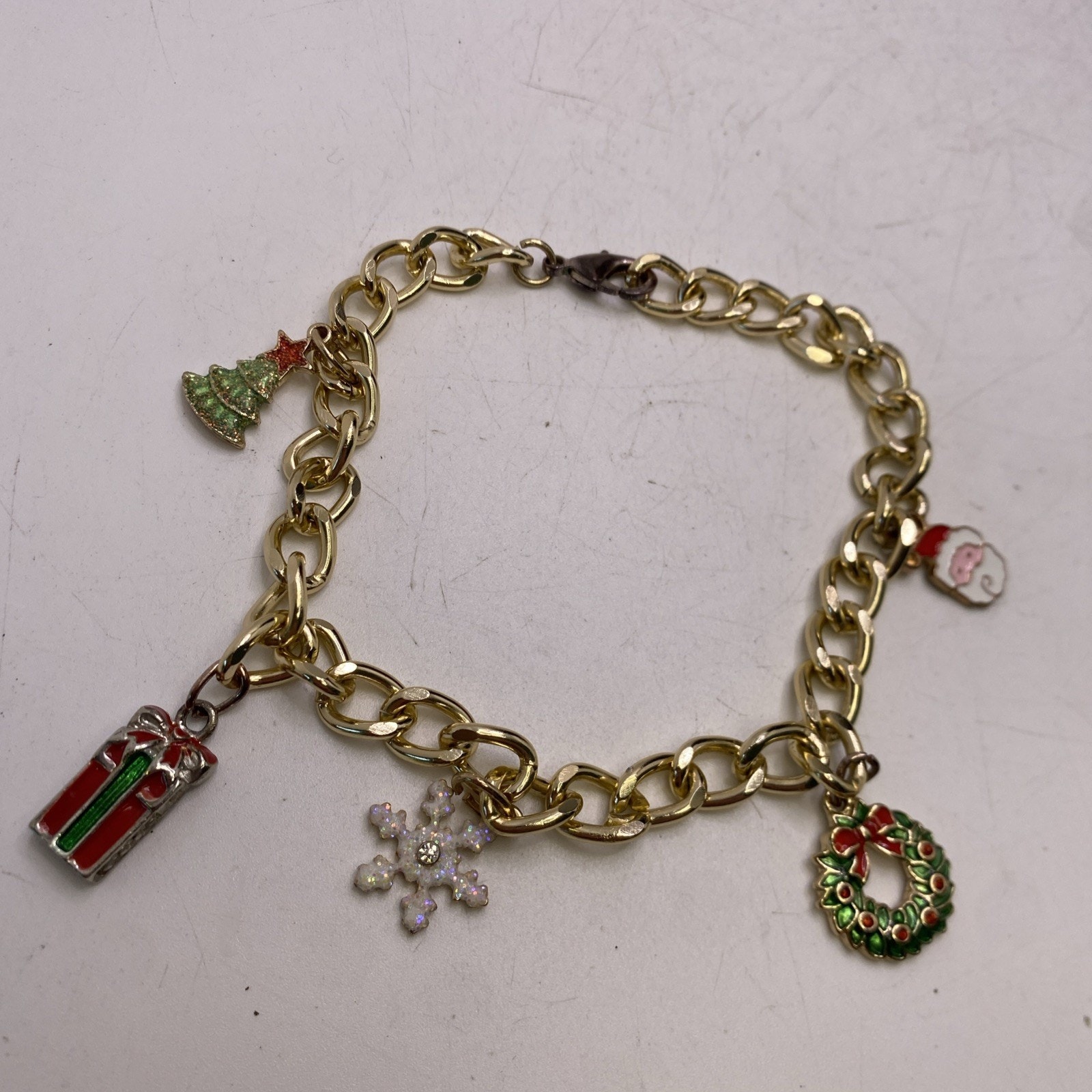 Womens Custom Christmas Charm Gold Bracelet Fashion Womens
